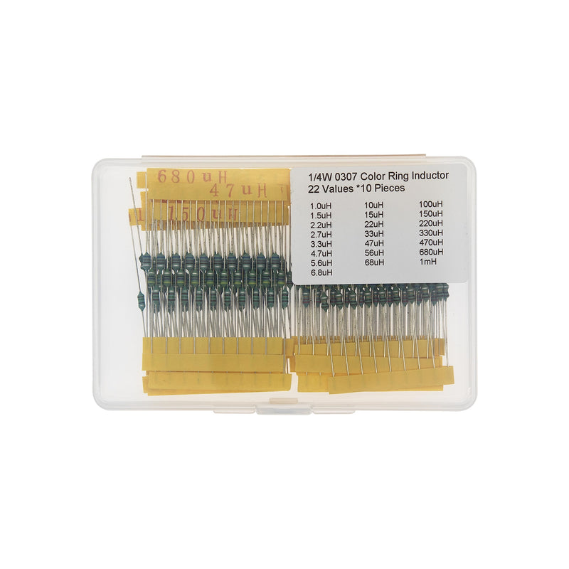 22 Values * 10 Pieces 1/4W 0307 Color Ring Inductor 1.0uH 1.5uH 2.2uH 2.7uH 3.3uH 4.7uH 5.6uH 6.8uH 10uH 15uH 22uH 33uH 47uH 56uH 68uH 100uH 150uH 220uH 330uH 470uH 680uH 1mH