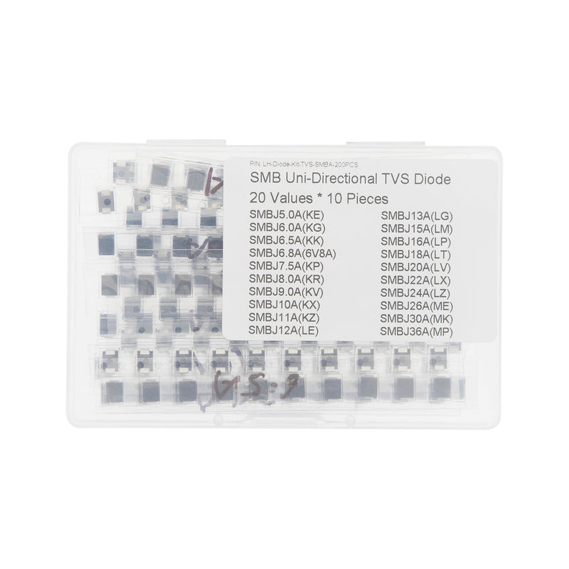 20 Values * 10 Pieces SMB 600W TVS Uni-Directional Surface Mount ESD Protection Diodes Kit