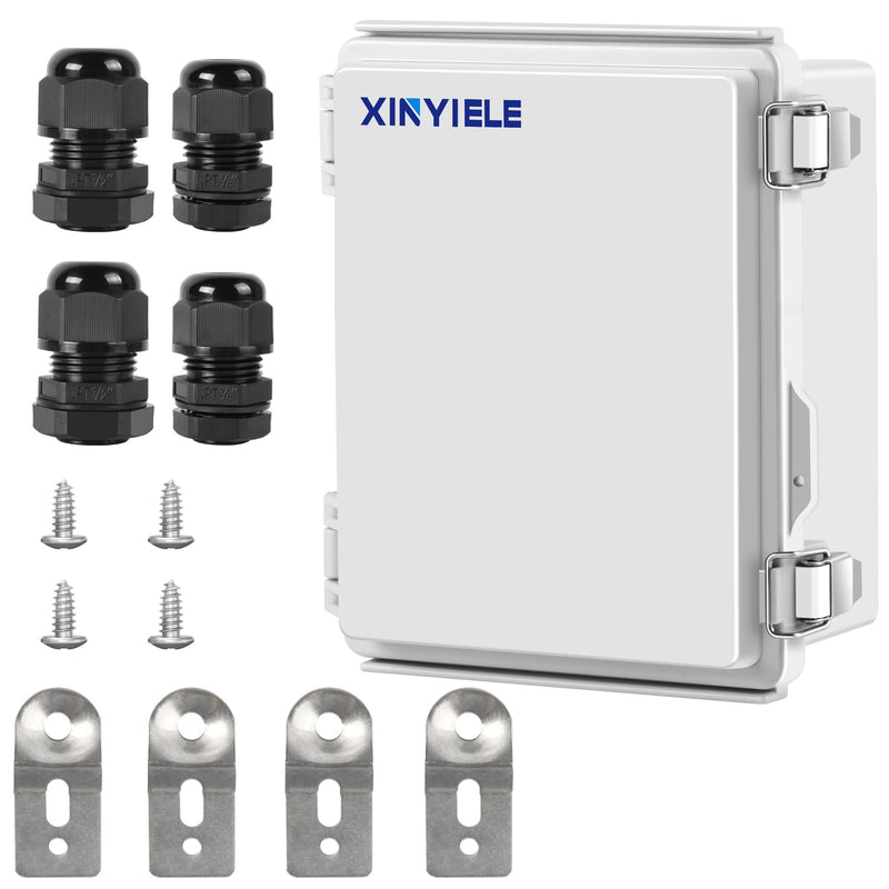 Waterproof Outdoor Project ABS Plastic Junction Box IP67 Weatherproof Dustproof Enclosure with Hinged Cover, Mounting Plate,Wall Brackets for Power Project (8.7"X6.7"X4.5") 8.7"X6.7"X4.5" Grey Cover