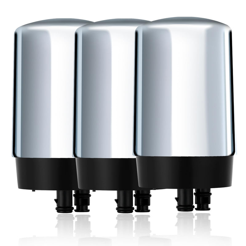 Water Filter Replacement for Brita Faucet Filter - Compatible with Brita 36311 On Tap Faucet Filters System for Sink, FR-200, FF-100 - Pack of 3 - Fits All Brita Tap Water Filters, LTF-003S Silver