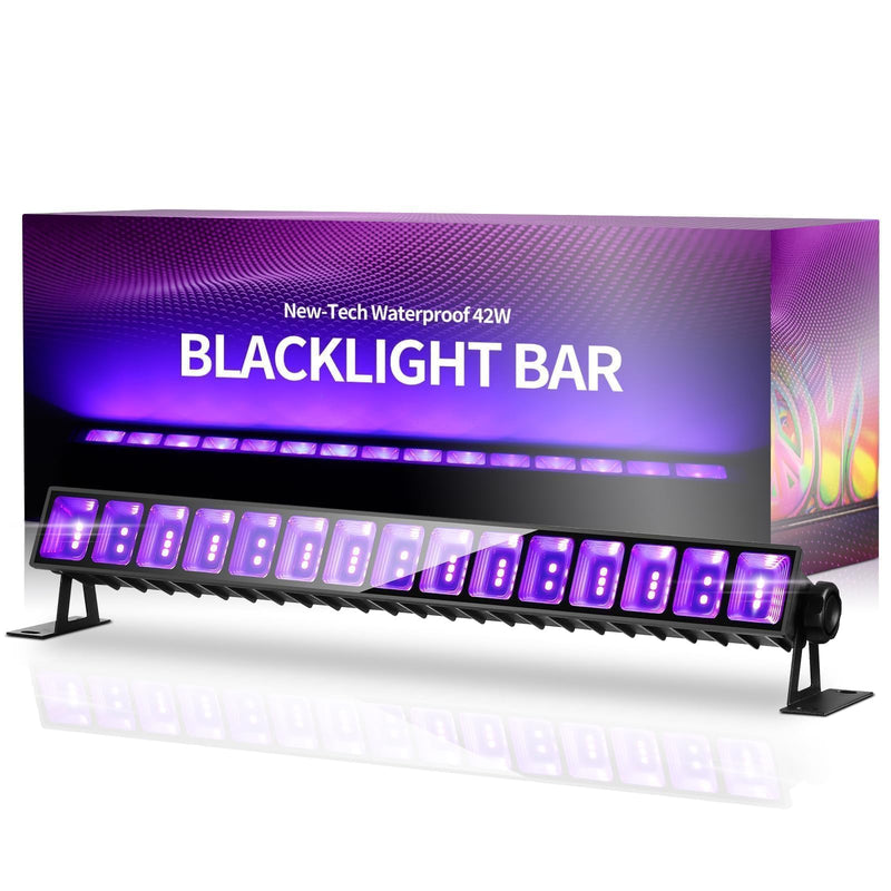 42W LED Black Light Bar, IP66 Waterproof Blacklight Bar with 6ft Cord+Plug+Switch, Black Lights for Glow Party, Fluorescent Poster, Body Paint, Birthday, Halloween, Bedroom, Classroom 42W-1Pack