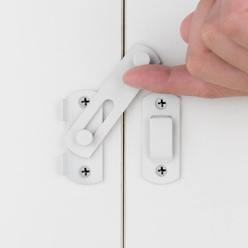 2 Packs Barn Door Latches，2.75” x 2.02” Matte White Stainless Steel barn gate flip Door Latch Bi-fold Door Lock,Sliding Door Lock Gate Latches Wine Cabinet Closet Door Latches，White Finish Small_Matte White_2 Pack