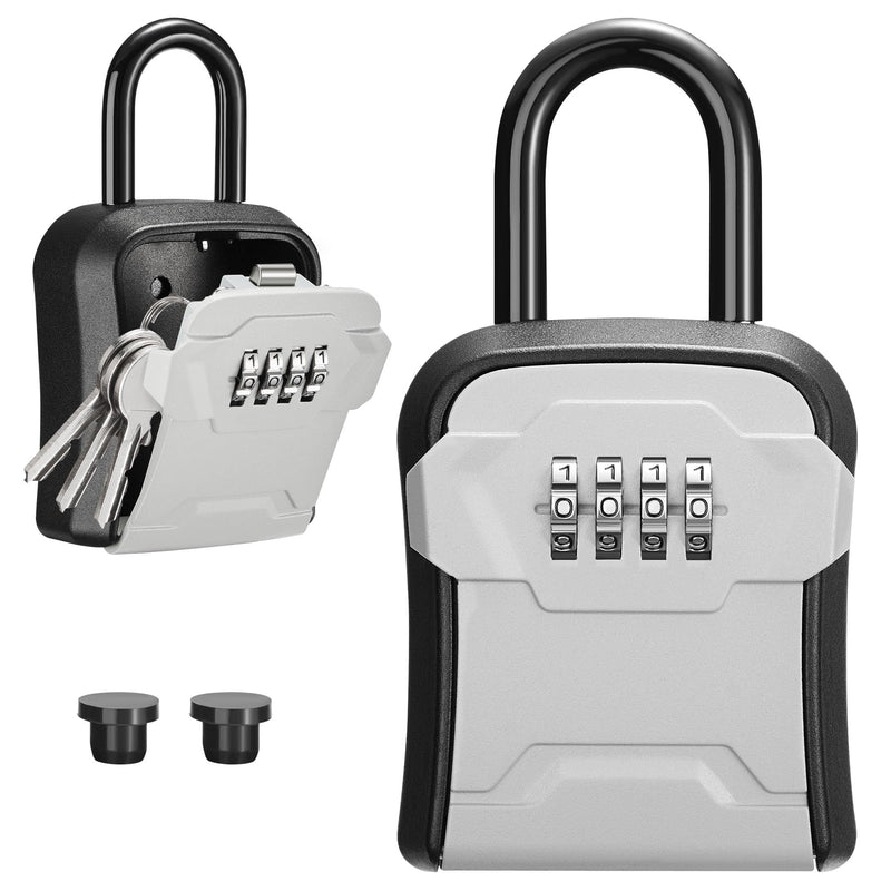 Puroma Lock Box, Key Lock Box Wall Mount & Portable Combination Lockbox with Resettable Code, Security Lockbox for Outside House Keys, Apartment Realtors Spare Keys Storage (1 Pack, Gray) 1