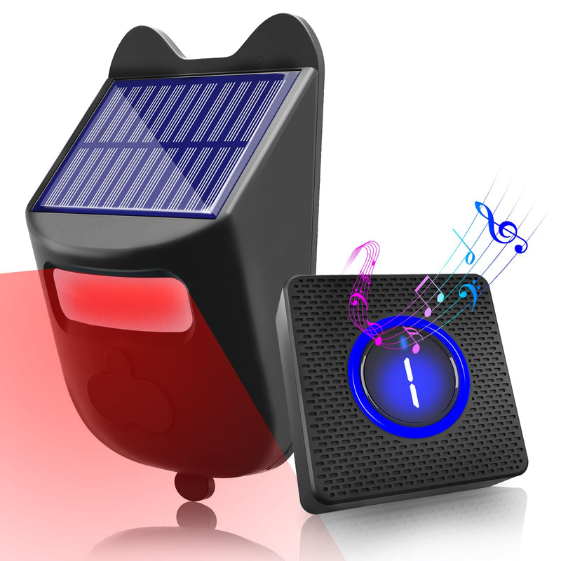 Solar Driveway Alarms Wireless Outside Weatherproof Motion Detector & Sensor for 1000ft Long Range - No Need Replace Batteries Security Driveway Alert System - Monitor & Protect Outside Property 1 Receiver and 1 Sensor