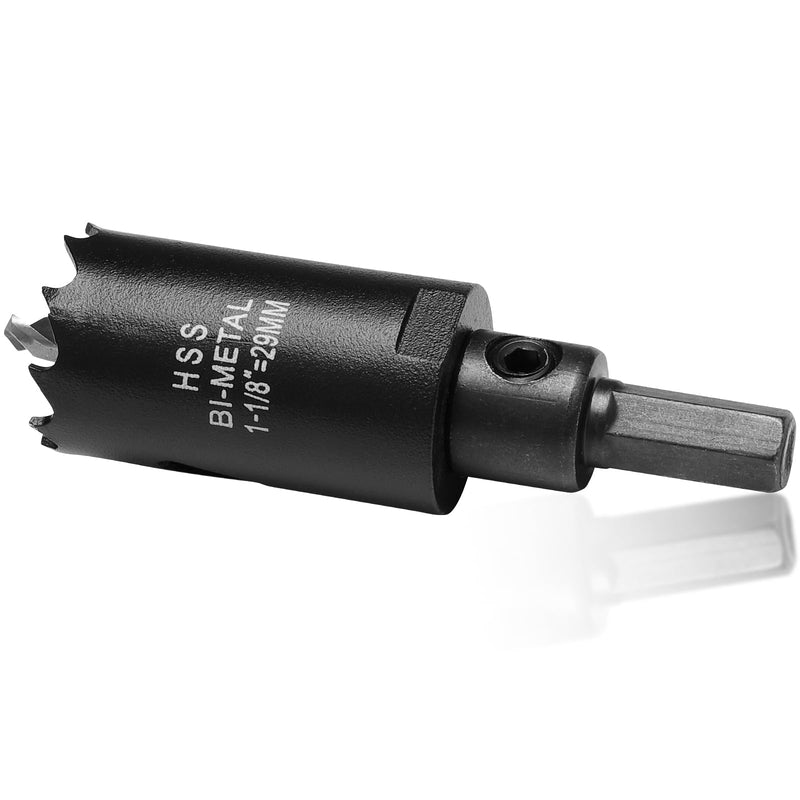 1 1/8 inch Hole Saw Drill Bit for Metal and Wood, M42 Bi-Metal Hole Cutter with 1.5” Cutting Depth for Plywood, Fiberglass, Acrylic, Drywall and Sheet Steel Frosted Black 1-1/8"(29mm)