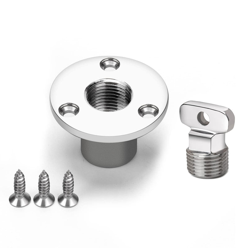 Marine Drain Plug Kit 316 Stainless Steel Boat Drain Plug Fits 1 inch Hole,with Screw,Boat Transoms Garboard Drain & Plug