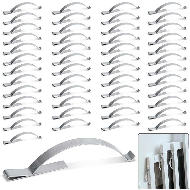 50 Pcs Window Screen Tension Spring, Durable Corner Mount Flat Window Spring Stainless Steel Window Screen Clips, Holding Screen Sliding in Aluminum Channel Safely and Securely, ¼” Wide 2-3/4” Long