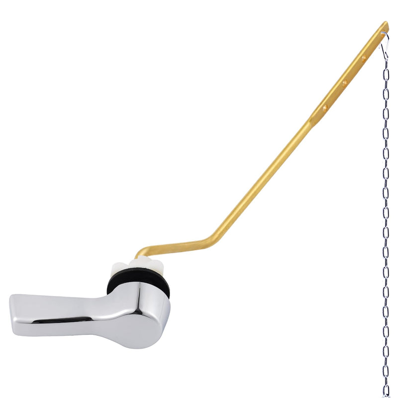 Hygie Rinse Universal Side Mount Toilet Handle Lever Flush Replacement, Toilet Handle with Stainless Steel Flapper Chains, Toilet Repair Kit, Chrome Finish 1pc