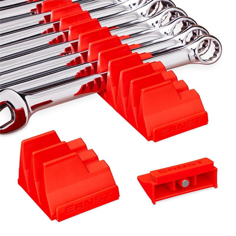 Ernst Manufacturing Wrench Pro - Modular Wrench Organizer for 40 Tools with Magnetic Base (Red) - Made in the USA Red