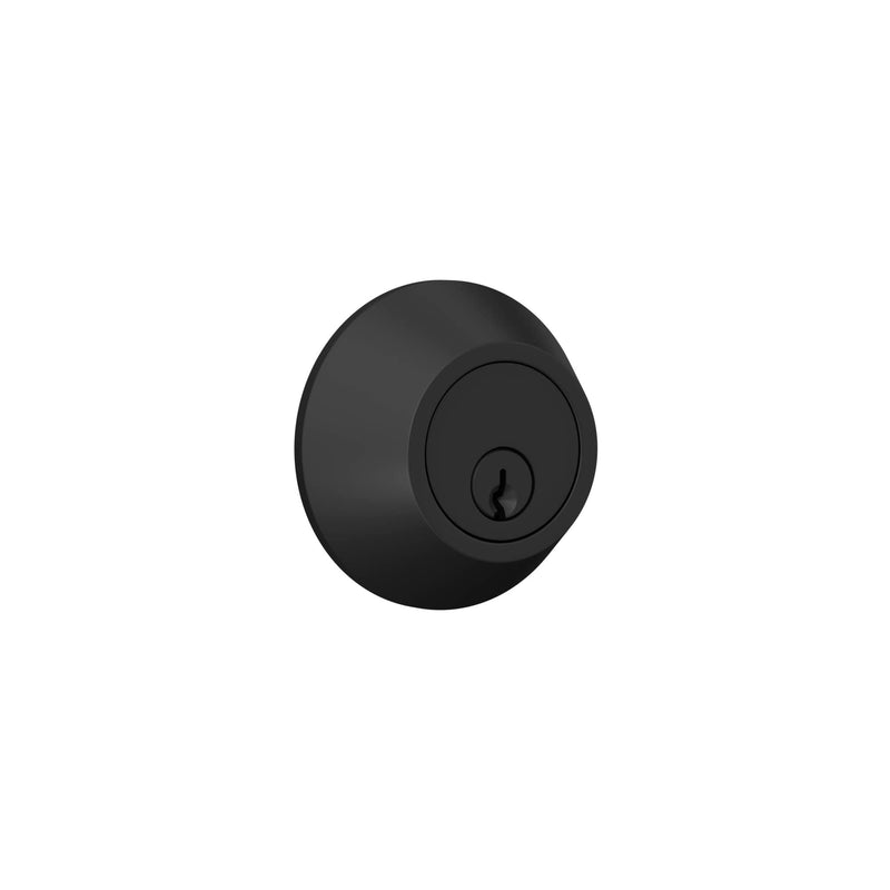 Deadbolt with Round Trim, Keyed 1 Side, Matte Black Finish