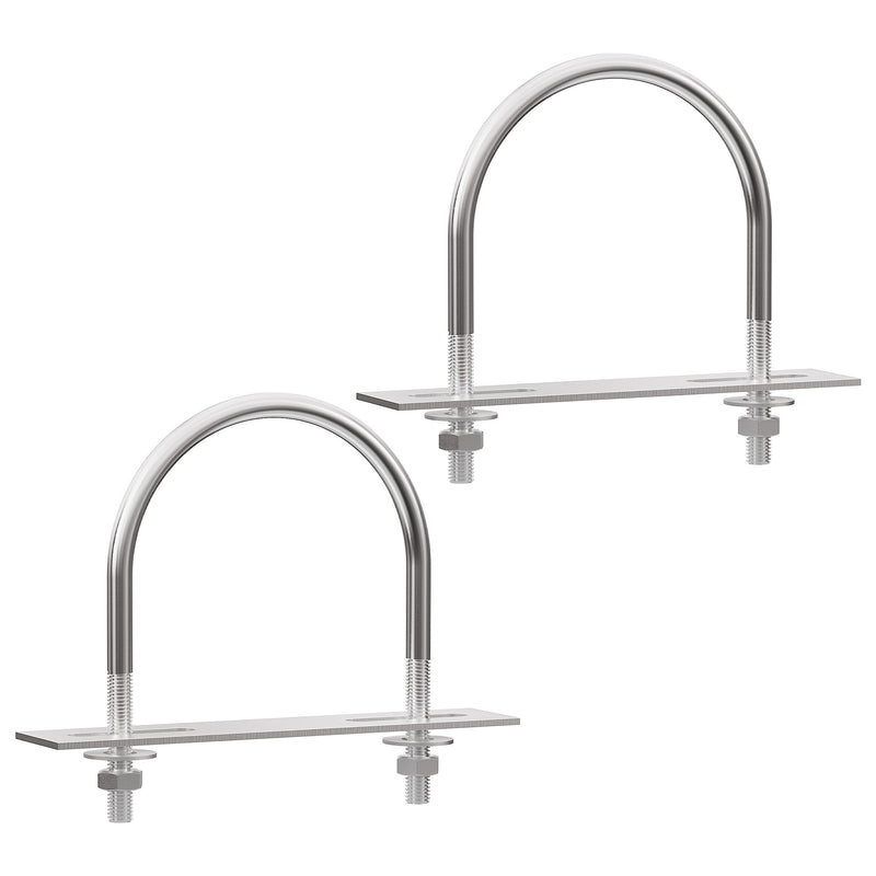 2 Sets 304 Stainless Steel Round Bend U-Bolts 2.01"(51mm) Inner Width 3.07"(78mm) Length M8 with Nuts, Frame Plate, Washers, Accessories for Boat Trailer Axle Sailboat Trailer 51×78mm(W*L)