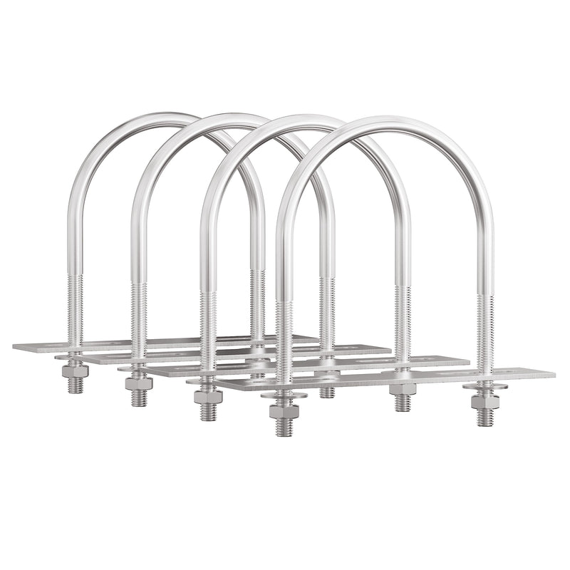 4 Sets 304 Stainless Steel Round Bend U-Bolts 2.36"(60mm) Inner Width 3.15"(80mm) Length M6 with Nuts, Frame Plate, Washers, Accessories for Boat Trailer Axle Sailboat Trailer 60×80mm(W*L)