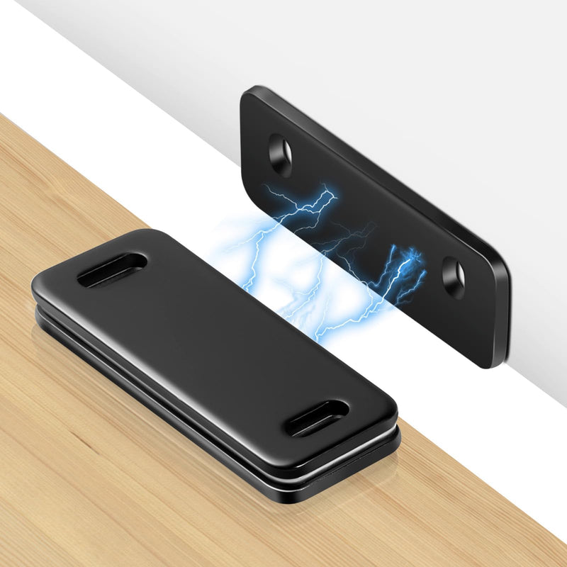 Ultra Thin Cabinet Magnets Door Catch,Cabinet Adhesive Drawer Latch,Cabinet Magnetic Catch for Kitchen,Closet Door,Cupboard Wardrobe,Sliding Door Closure,No-Gap Design,Black 4 Pack (Black 4PCS) Black 4PCS