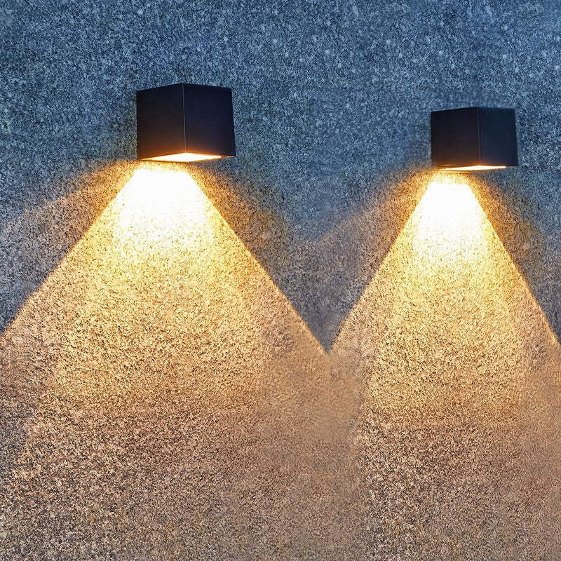 LUHLEE Solar Wall Lights Outdoor,Square Modern Solar Wall Sconce Lights, IP65 Waterproof Solar Fence Lights, Solar Outdoor Lights for House Wall,Porch,Garden,Yard, Patio,Fence Decor Black