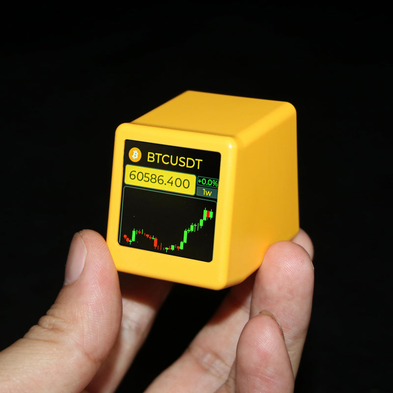 Vastarry Bitcoin Stock Ticker Monitor Display Digital Clock Weather, Temperature, Humidity, and Picture Playback Wi-Fi Enabled, and Photo Slideshow Capabilities (Yellow) Yellow