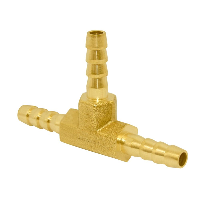 Joywayus Brass 1/8" Hose Barb, Tee 3 Way Union Pipe Fitting for Water/Fuel/Air 1/8 Inch
