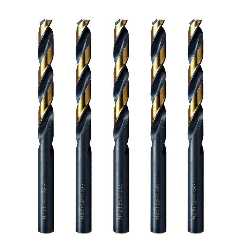 MAXTOOL Letter Q 0.332" 5PCs Identical Jobber Length Drill Bits HSS M2 Twist Drill Bits Fully Ground Black & Bronze Straight Shank; JBL02H10RQE5