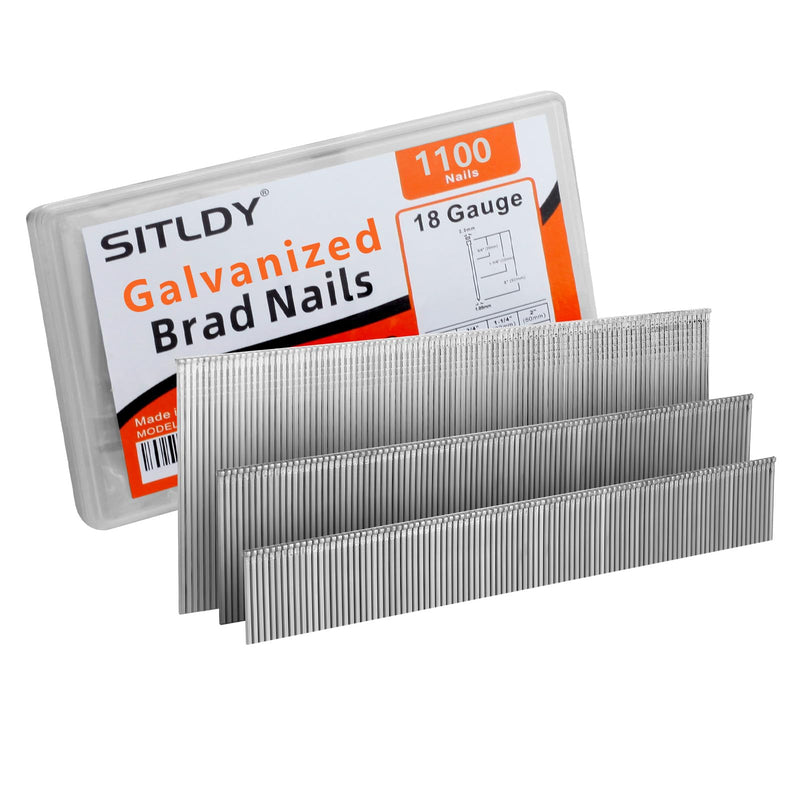 18 Gauge Galvanized Brad Nails 1100-Pack (3/4"-400, 1-1/4"-400, 2"-300 Pcs), Assorted Size Project Pack, for Pneumatic, Electric Brad Nailers assembly 1100 - NewNest Australia