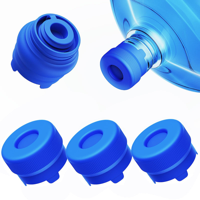 【Upgraded】Morsatie Reusable 3 & 5 Gallon Water Jug Cap, No Leaking & Popping Open, Food Grade Silicone Replacement Cap for 55mm Standard/Screw/Crown Top Water Bottle & Water Pump Dispenser, 3Pcs