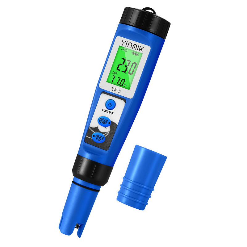 pH Salt Meter 5 in 1 pH TDS EC Salinity Tester for Pool Spa Aquarium Hydroponic Saltwater Digital pH and PPM Tester for Household Drinking Water Hot Tub Home Brewing Fish Tank… 5 IN 1 Blue Color - NewNest Australia