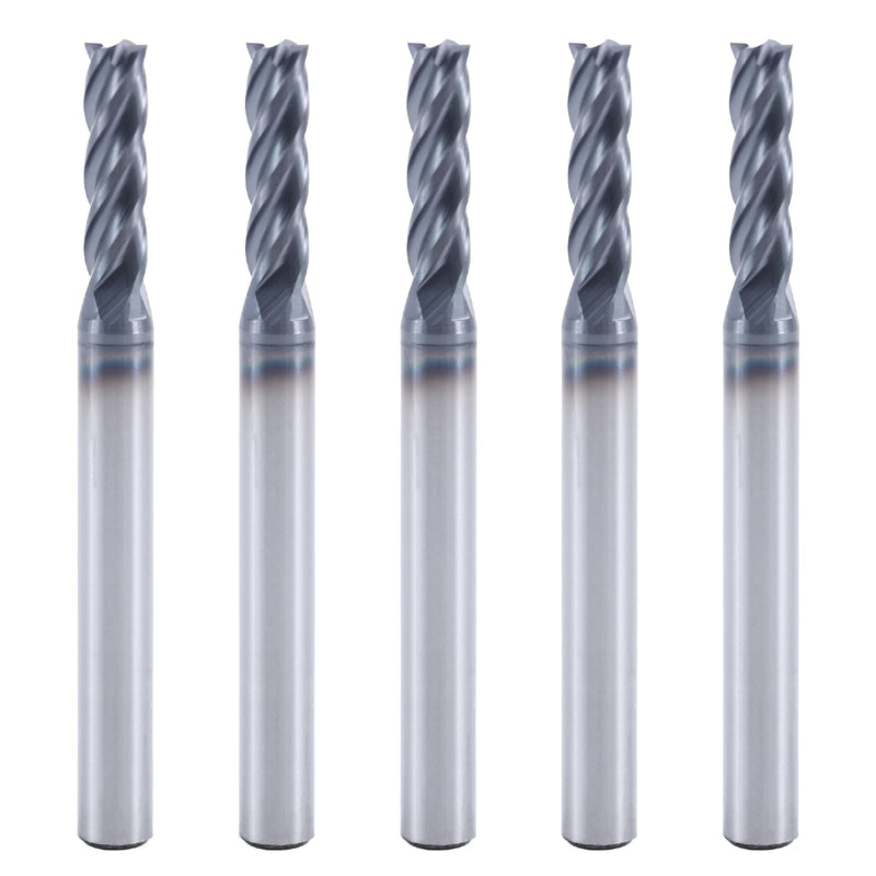 ISB 5/32’’ Carbide Square End Mill Set, 4 Flute Micro Grain Carbide Mill Bits for Alloy Steels/Hardened Steels, Suitable for DIYers and Professionals, 5 Pcs 5/32 in