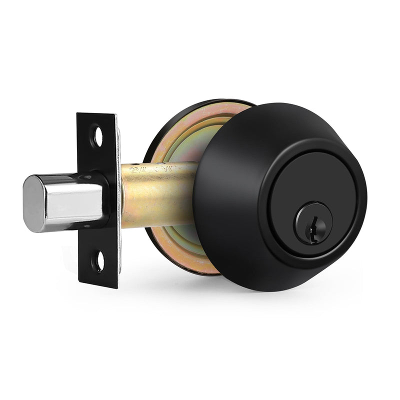 Gobrico Black Keyed Single Cylinder Deadbolts Door Locks Round Keyed Both Sides Combo Door Locksets with Different Keys for Exterior or Interior Doors 3 Pack