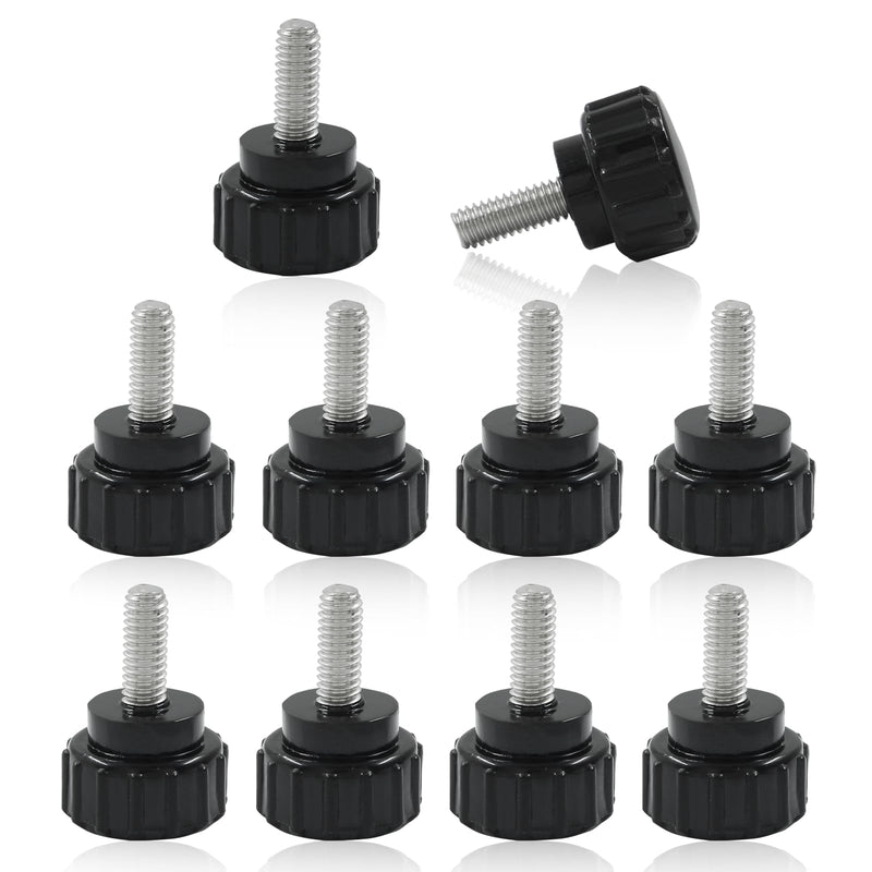 10Pcs M4 x 10 mm Thread Knurled Thumb Screws, Galvanized Iron M4 Knurled Thumbscrews,Screw On Type Clamping Knob Grip Black,Clamping Screws Grip Knobs M4x10,10Pcs