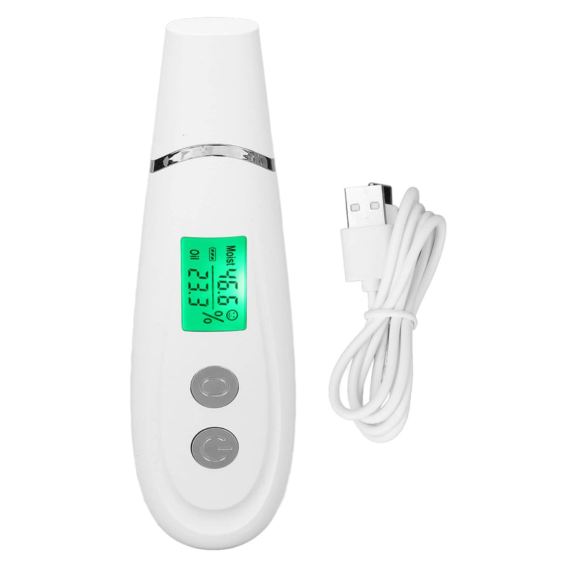 Portable Skin Moisture & Oil Analyzer, Digital Skin Detector Tester with LED Display, Facial Hydration Sebum Scanner for Beauty Salon Spa Home Use, White