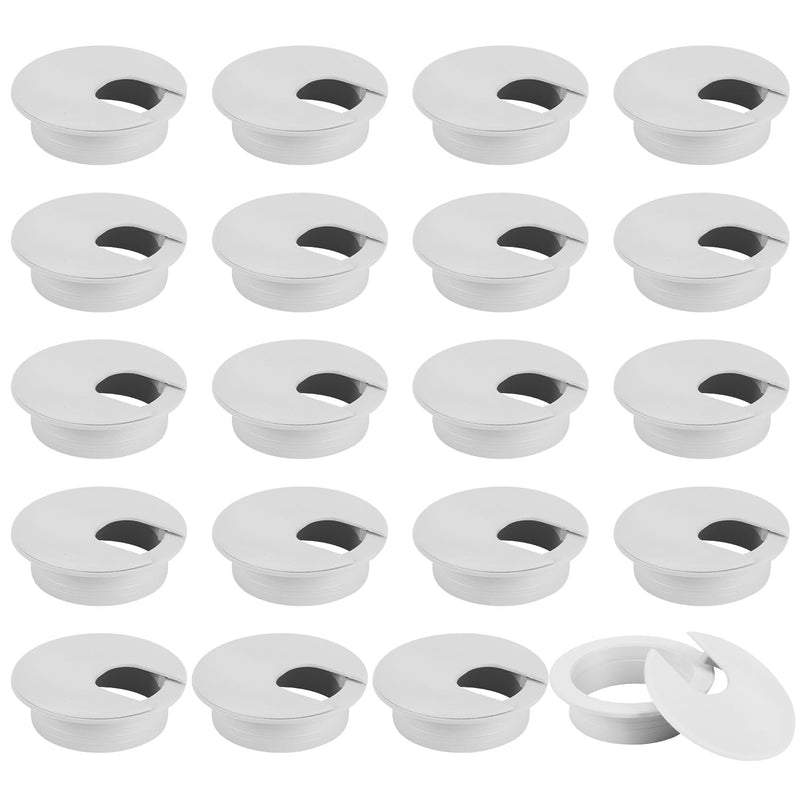 20 Pack 2 Inch/50mm Round Plastic Desk Grommets, White Wire Organizer Caps, PC Computer Port Cable Hole Cover Plug Bushings, Perfect for Hide Data Cords in Office Desk 20PCS 50mm / 2 Inch