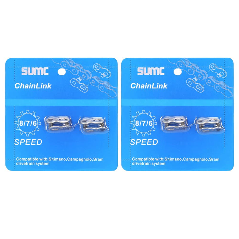 Bibike 6/7/8/9/10/11/12 Speed Quick Link 4 Pairs Sumc Reusable Bicycle Chain Missing Link -4 Colors 6/7/8 speed silver