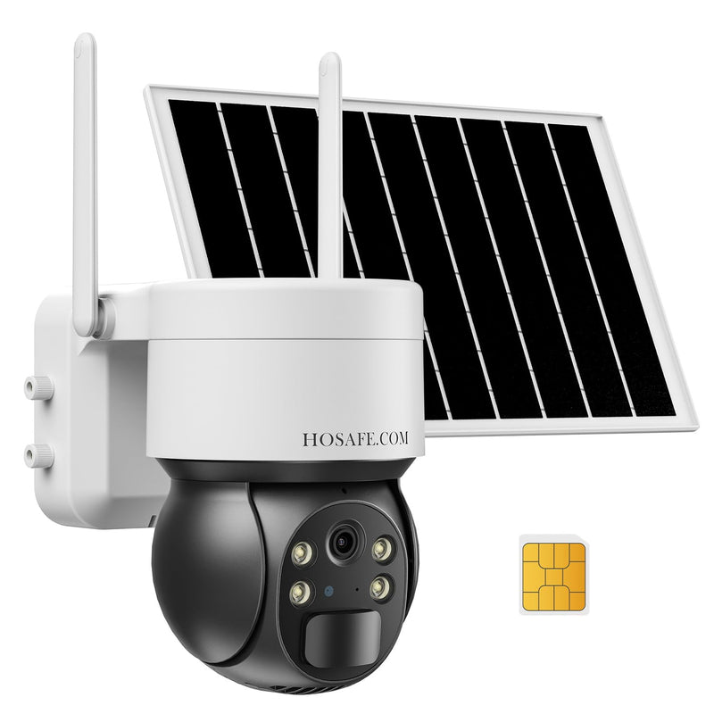 4G LTE Cellular Security Camera No Internet Needed, No WIFI Security Cameras Wireless Outdoor, Solar Camera With SIM Card, PIR Sensor, 360 PTZ, 2K HD Color Night Vision, 2-Way Talk, IP66 Waterproof 4G Solar Security Camera (Black)