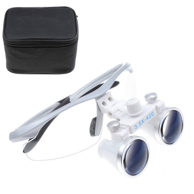 BoNew-Oral 3.5X420MM Surgical Binocular Loupe Magnifier Antifog Loupes Surgical Magnifier Optical Glasses (Silver) Silver