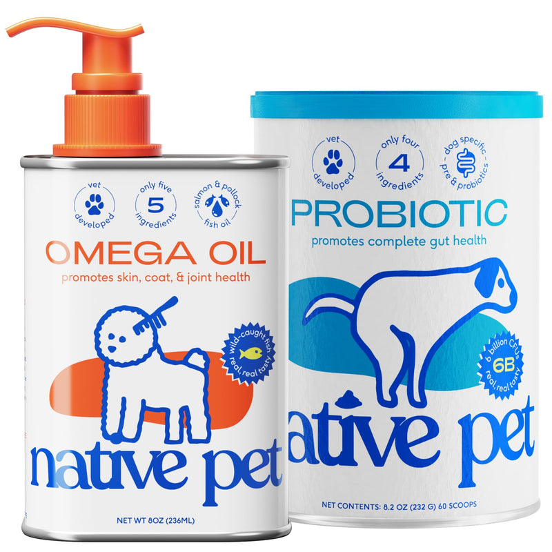 Native Pet Omega Oil for Dogs (8 oz.) & Probiotic for Dogs (4.1 oz.) - PawsPlanet Australia