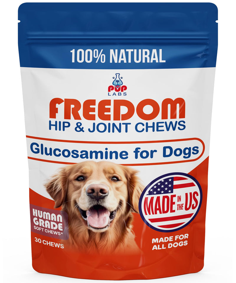 Freedom Joint Chews, Dog Glucosamine Packed with Super Nutrients, Delicious Hip and Joint Chews for Dogs, Pain Relief for Dog Joints to Keep Your Pup Happy and Active, Made in USA, 30 Chews Bag - PawsPlanet Australia