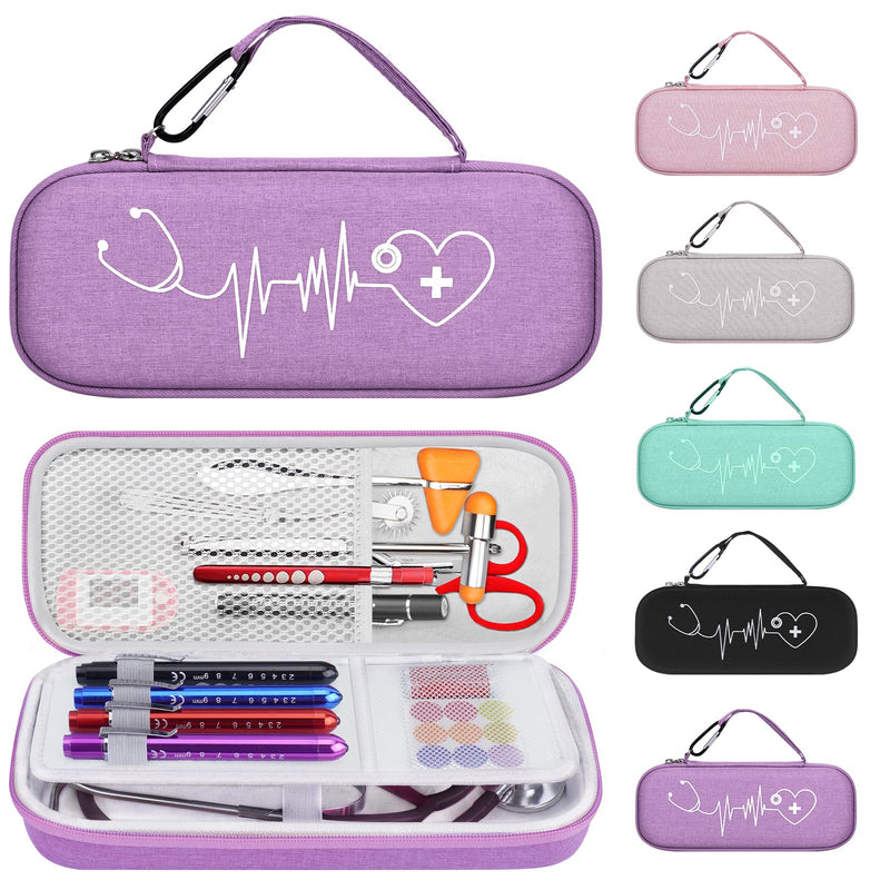 Stethoscope Case for MDF Acoustica/MD One, 3M Littmann Classic III/Lightweight II S.E/Cardiology IV Diagnostic/CORE Digital Stethoscopes, Includes Mesh Pocket for Nurse Accessories -Purple Purple