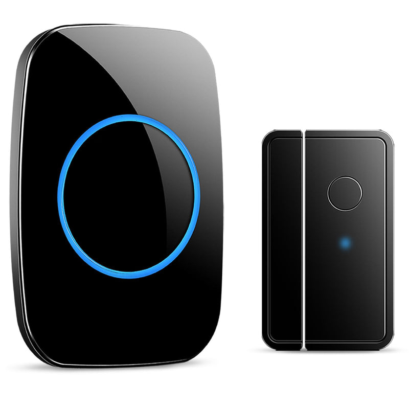 Door Chime When Door Opens, FullHouse Door Sensor Wireless Entry Alarm with 1000ft Range, 60 Chimes and 5 Volume Levels for Business/Store/Home/Office 1 Sensor + 1 Receiver Black