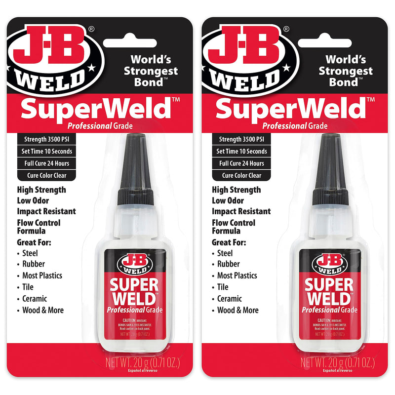 J-B Weld Superglue 20g 2 Pack - SuperWeld Professional Grade 20 Gram 2-Pack