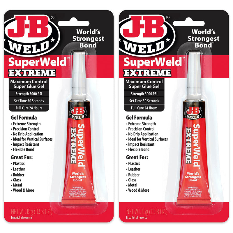 J-B Weld Superglue Gel 15g 2 Pack - SuperWeld Extreme Gel 15g Gel - 2 Pack
