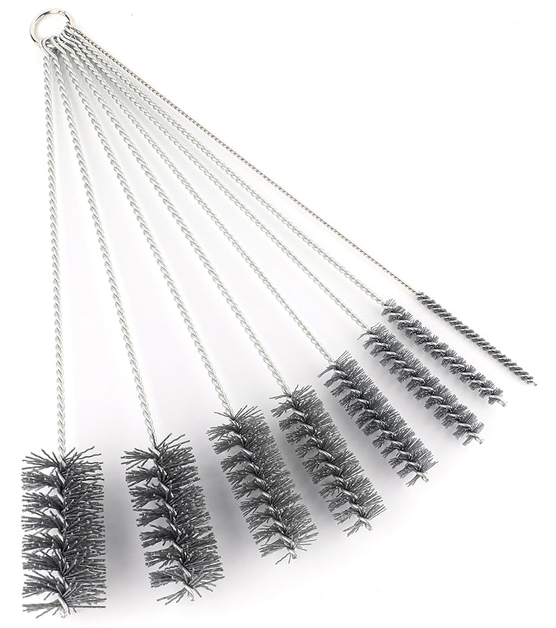 16 Inch Extra Long Pipe Cleaning Brush Set Abrasive Filament, 8 Piece Variety Pack for Removal of Rust, Corrosion, Paint, Etc. Nylon