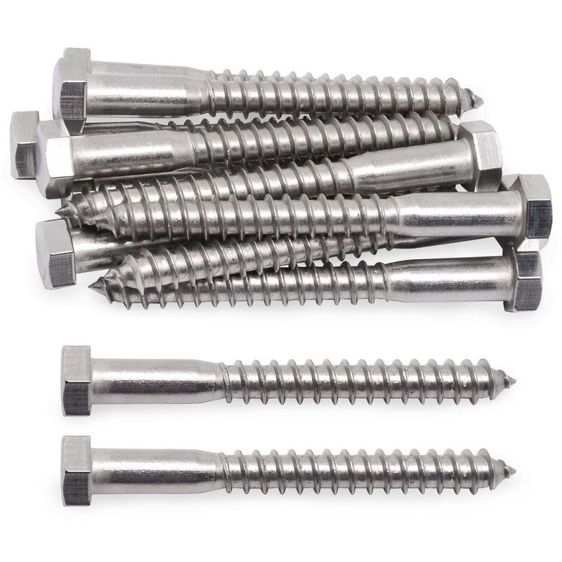 3/8" X 3-1/2" Hex Lag Screws, 304 Stainless Steel Lag Screws Bolts for Wood (10pcs) 10 3/8" X 3-1/2"