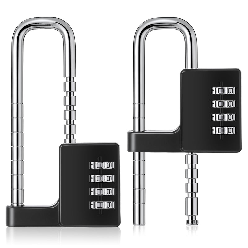 Gisafai 2 Pieces 4 Digit Combination Cabinet Lock, Long Code Combination Padlock for Gym School Lockers, Child Proof Code Sliding Locks for Fences, Drawers Closet
