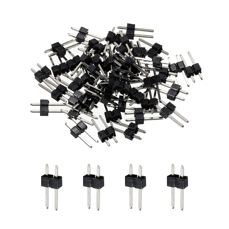 MECCANIXITY Straight Pin Header DIP Single Row 2 Pin 2.54mm Pitch Gold Plated for PCB Pack of 50