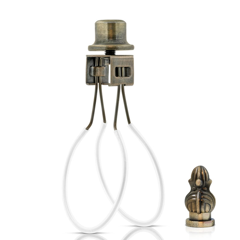 Lamp Shade Light Bulb Clip Adapter,Lamp Shade Holder with Cap Knob Finial and Silicone Levelers,Clip on Lampshade Adapter to Keep Lamp Shade in Place (Bronze) Bronze