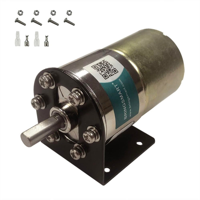 Bringsmart Micro DC 12V 30rpm Geared Motor with Bracket 37mm Diameter Gearbox Centric Ouput Shaft Gear MotorLarge Torque Reduction Motor