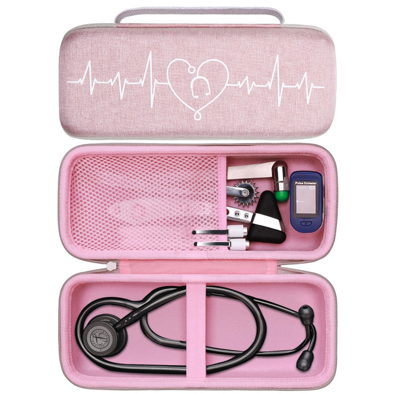 LTGEM Stethoscope Case for 3M Cardiology III,II,IV,3M Aster Cardiology/MDF MDOne Stainless Steel Stethoscope Nurse Accessories and Medical Equipment (Pink Outer+Pink Inner) Pink outer+pink inner