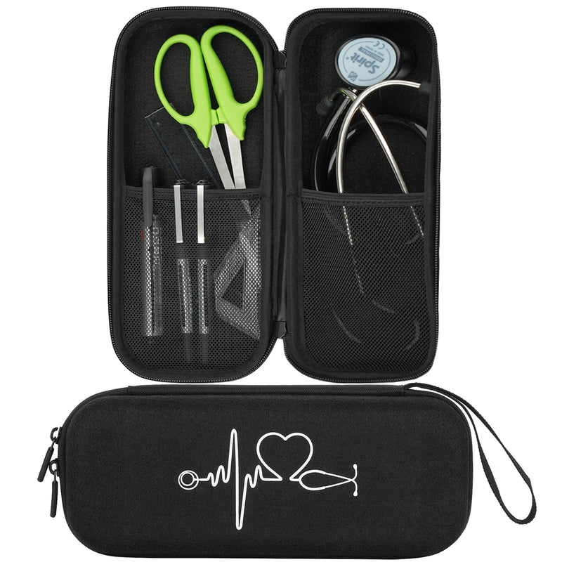 Stethoscope Case for 3M Littmann Classic III,Stethoscope Bag for Lightweight II S.E,Cardiology IV,Extra Room for Doctor & Nurse Accessorie Black Felt-Black