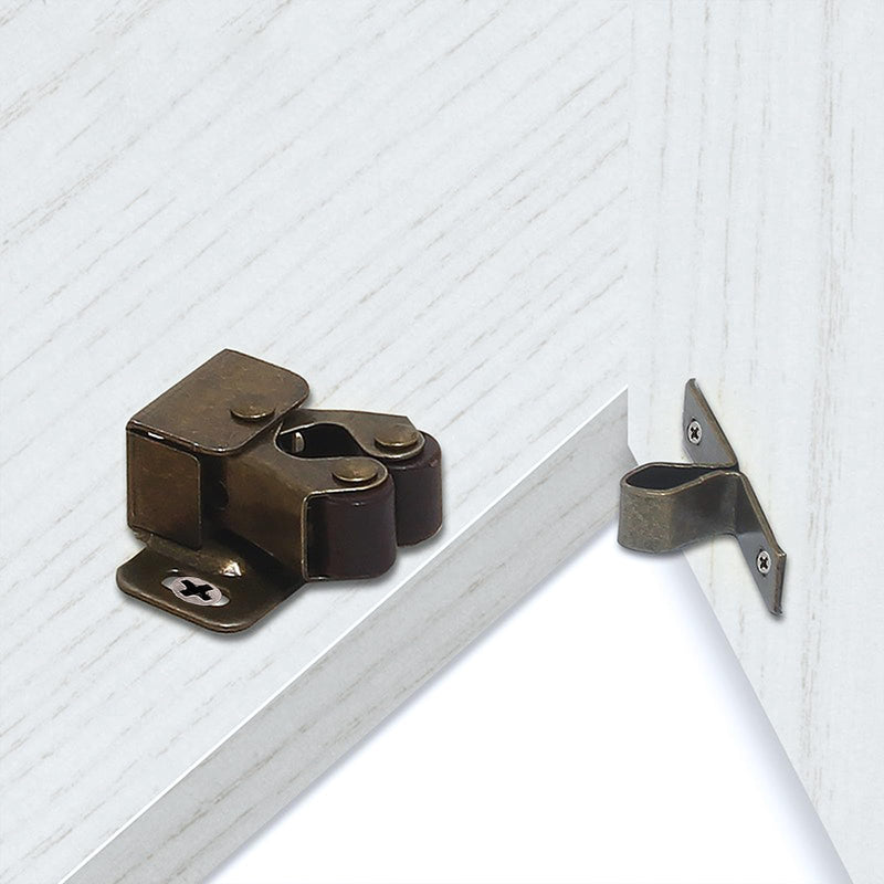 10 PCS Cabinet Latch Double Roller Catch Heavy Duty Latch Hardware with Screws for Cabinet Kitchen Closet Doors Black Nickel