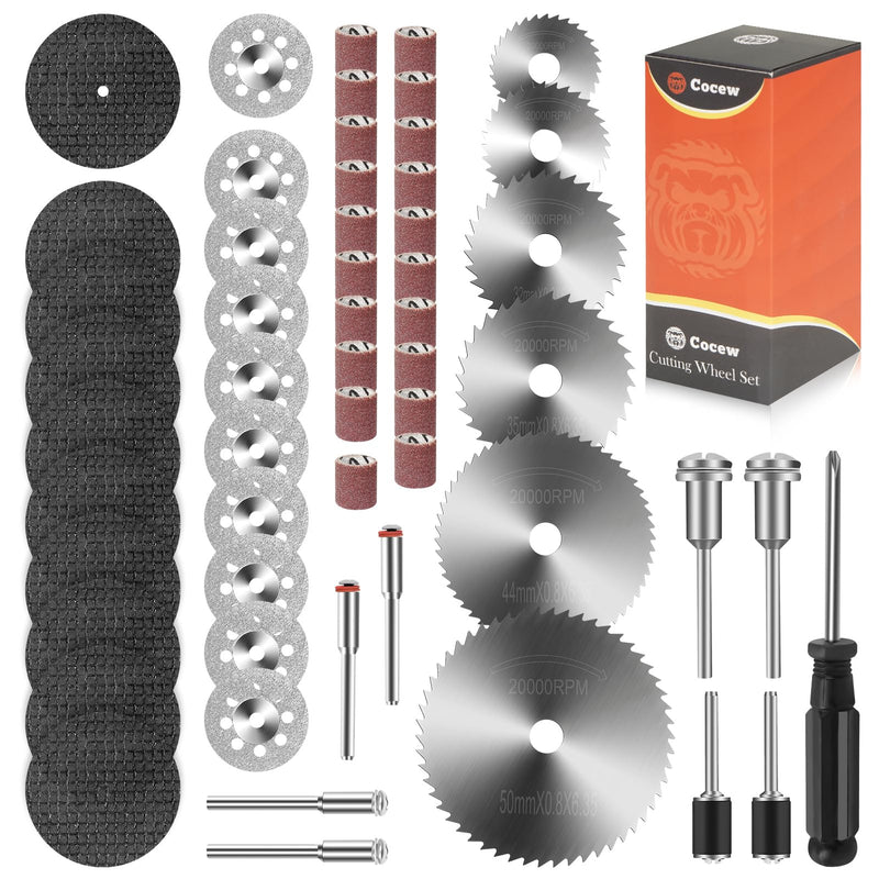 Cutting Wheels Set for Dremel Rotary Tool,10pcs Resin Cutting Discs,10pcs Diamond Cutting Wheels,5pcs HSS Circular Saw Blades,20pcs Sanding Drum for Cutting Metal,Wood