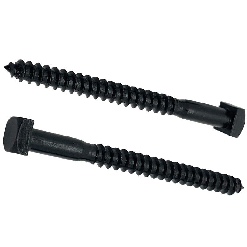 ¼” x 3” - Rustic Square Head Lag Wood Screws – Decorative Antique Black Square Drive Lag Bolts – Black Oxide Coating - ¼ in x 3 in - for Hinges, Cabinets & Doors (50, Screws) 50