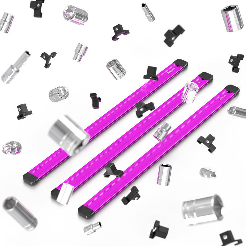 Olsa Tools 1/2-Inch Drive Aluminum Socket Organizer | Premium Quality Socket Holder (Purple) Purple